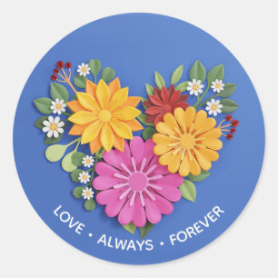 Sticker Rond Cœur floral sculpté élégant