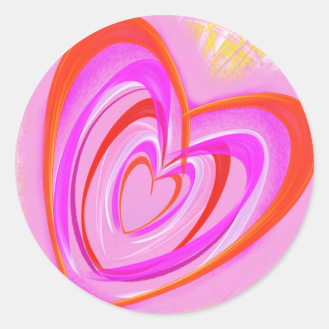 Sticker Rond Coeur fou par pwrflwr (Devant)
