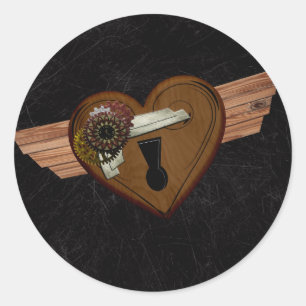 Sticker Rond Coeur grunge de Steampunk