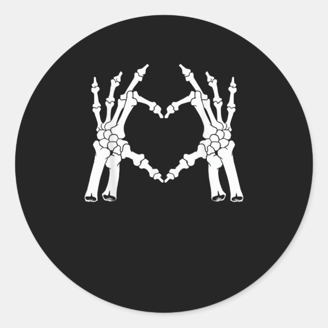Sticker Rond Coeur - Halloween Squelette main (Devant)