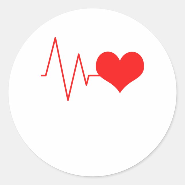 Sticker Rond Coeur Heartbeat Heart Beat Red Lovely Heart Venin (Devant)