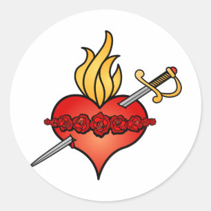 Sticker Rond Coeur impeccable d'icône de Mary