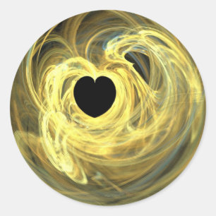 Sticker Rond Coeur jaune