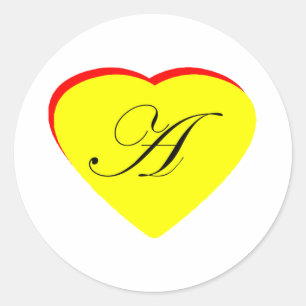 Sticker Rond Coeur jaune rouge A Faire-part de mariage Le MUSÉE