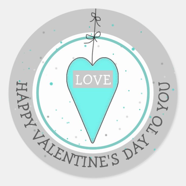 Sticker Rond Coeur lunaire Heureuse Sainte-Valentin (Devant)