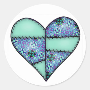 Sticker Rond Coeur matelassé matelassé vert-07