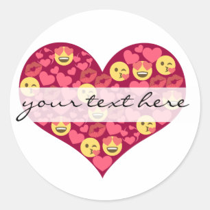 Sticker Rond Coeur mignon d'Emoji de lèvres de baiser d'amour