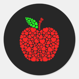 Sticker Rond Cœur mignon pomme rouge hommes femmes drôle Valent