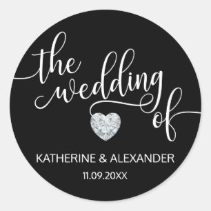Sticker Rond Coeur moderne noir blanc le MARIAGE des phoques