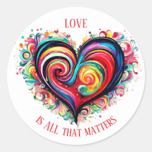Sticker Rond Coeur multicolore - L'amour est tout ce qui compte