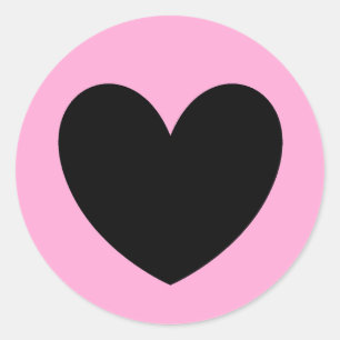 Sticker Rond Coeur noir sur coton bonbon rose