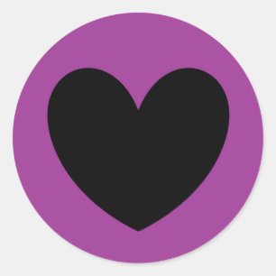 Sticker Rond Coeur noir sur violet