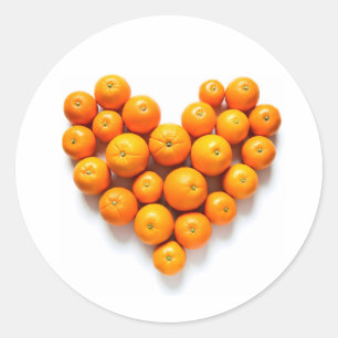 Sticker Rond Cœur Orange