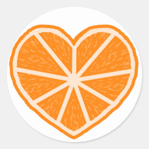 Sticker Rond Coeur orange de tranche