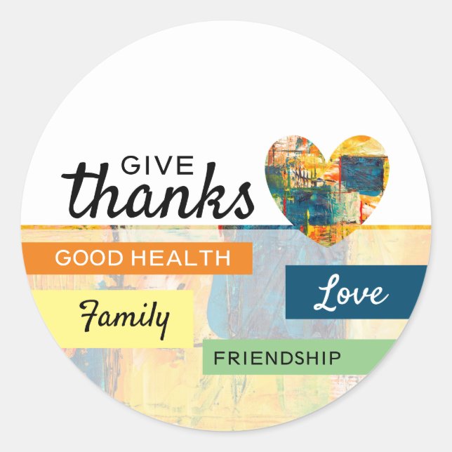 Sticker Rond Coeur peint, Thanksgiving (Devant)