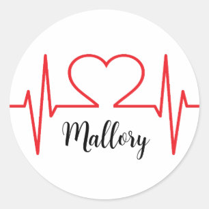 Sticker Rond Coeur personnalisé Simple Médicale