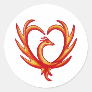 Sticker Rond Coeur Phoenix