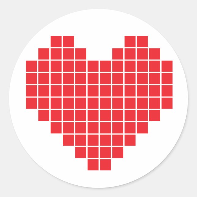 Sticker Rond Coeur Pixel (Devant)
