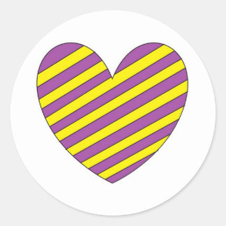 Sticker Rond Coeur pourpre et jaune