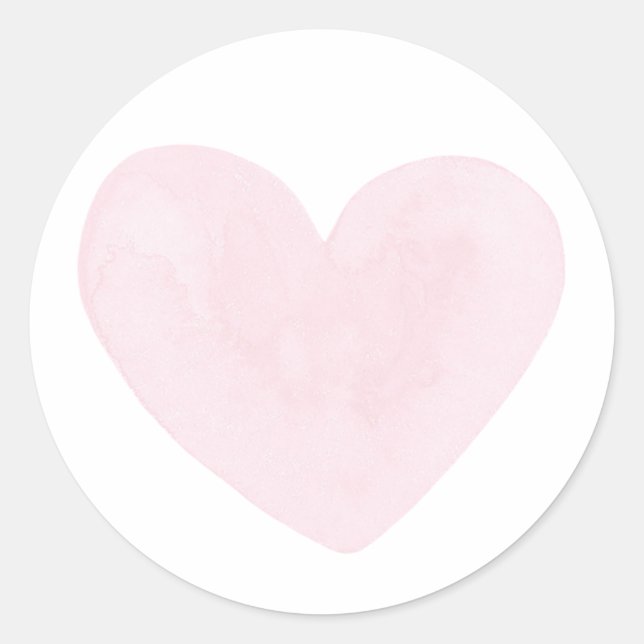 Sticker Rond Coeur rose aquarelle. Saint Valentin. Mariage Blus (Devant)
