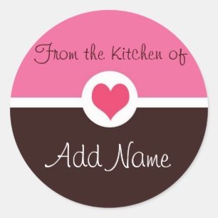 Sticker Rond Coeur rose "de la cuisine" de l'autocollant