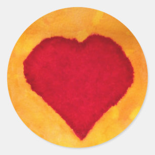 Sticker Rond Coeur rouge