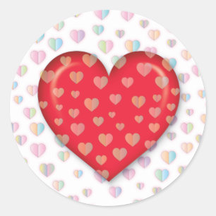 Sticker Rond Coeur rouge avec spectres motif classique ronde