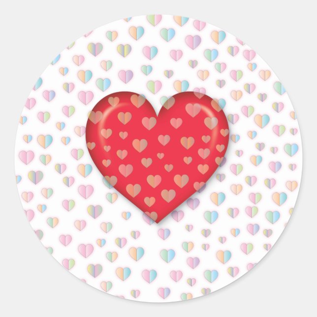 Sticker Rond Coeur rouge avec spectres motif classique ronde (Devant)