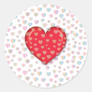 Sticker Rond Coeur rouge avec spectres motif classique ronde