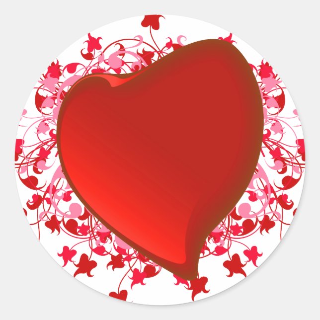 Sticker Rond Coeur rouge brillant (Devant)