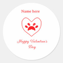Cœur rouge chien chat patte joyeux saint-valentin