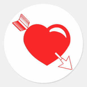 Sticker Rond Coeur rouge de la flèche de Cupidon