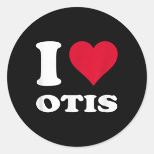 Sticker Rond Coeur rouge J'aime Otis
