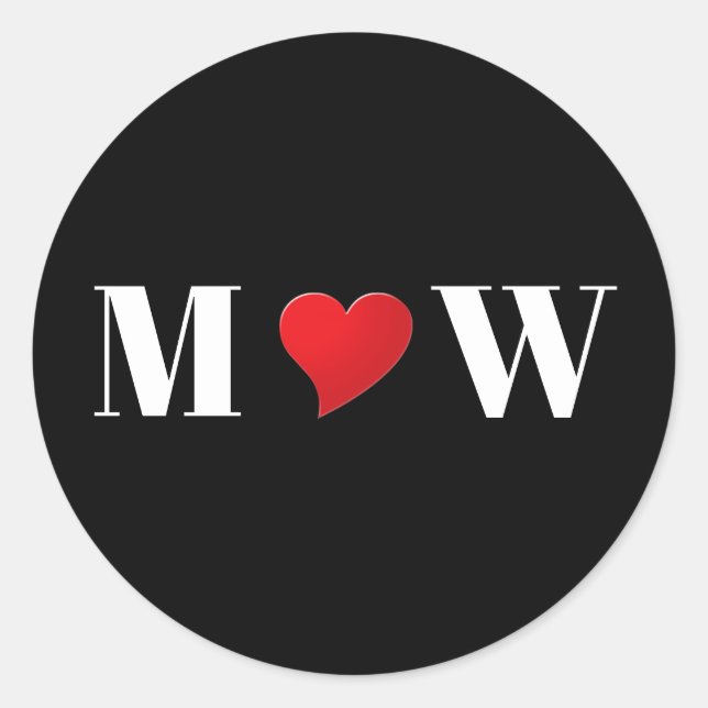 Sticker Rond Coeur rouge mignon personnalisées couple initiales (Devant)