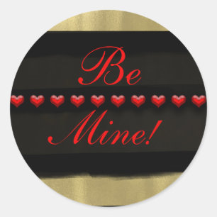 Sticker Rond Cœur Rouge Or Glamour Moderne Saint Valentin BE MI