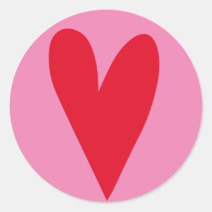 Sticker Rond Coeur rouge - Saint-Valentin rose chaud / Mariage