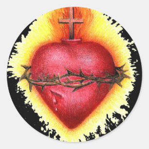Sticker Rond Coeur sacré 2
