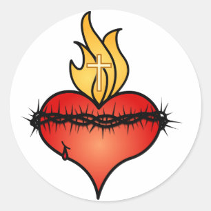 Sticker Rond Coeur sacré - customisé