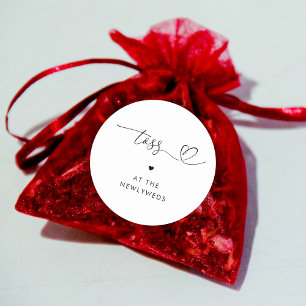 Sticker Rond Coeur Script Mariage Favoriser Petal Toss minimali