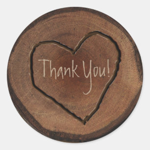 Sticker Rond Cœur sculpté Arbre en bois Écorce Faveur de mariag