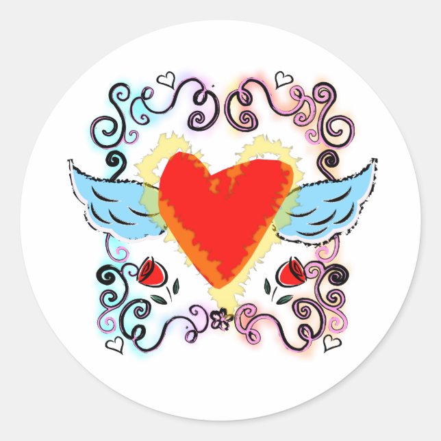 Sticker Rond coeur tatoué (Devant)