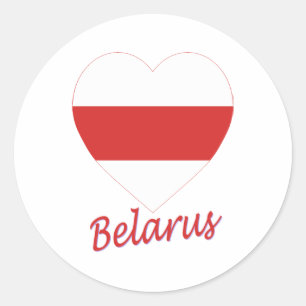 Sticker Rond Coeur (traditionnel) de drapeau du Belarus