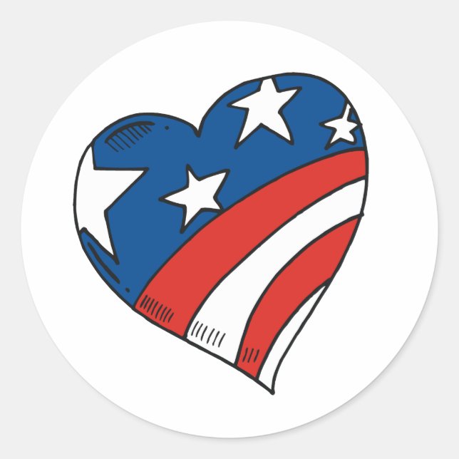 Sticker Rond Coeur USA Flag Tshirts et cadeaux (Devant)