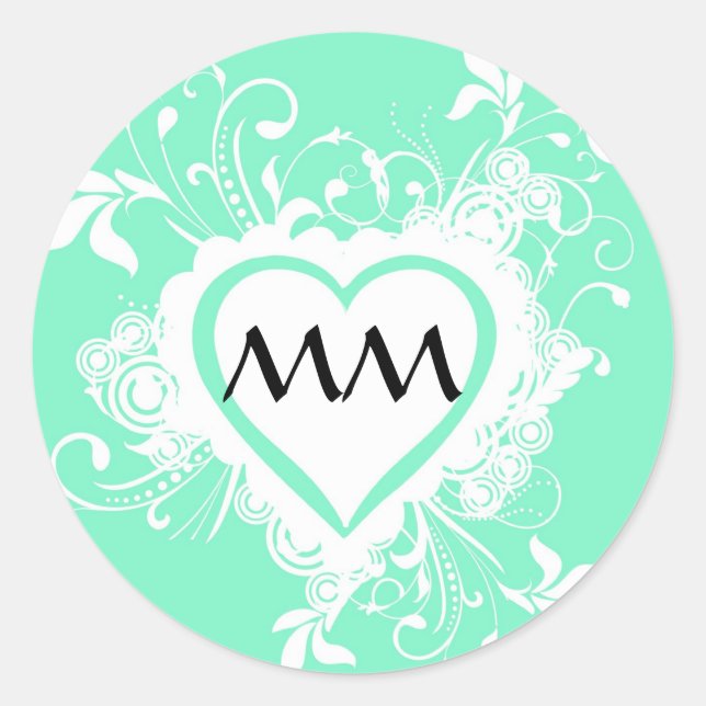 Sticker Rond Coeur vert menthe pastel (Devant)