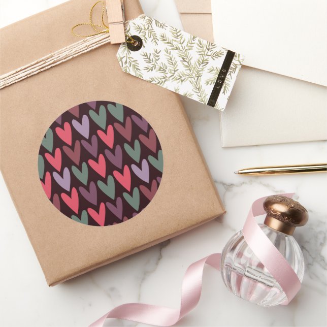Sticker Rond Coeurs 6 (Cadeaux)