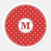 Coeurs blancs minuscules sur le Monogramme rouge