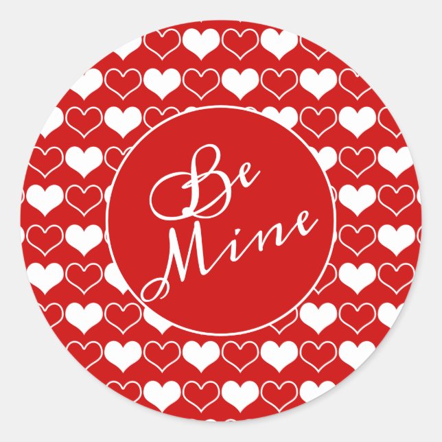 Sticker Rond Coeurs blancs sur Red Be Mine (Devant)