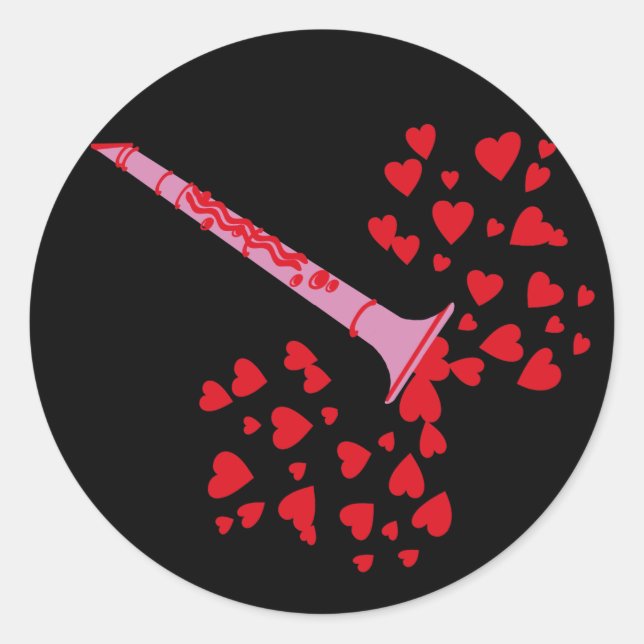 Sticker Rond Coeurs Clarinet (Devant)
