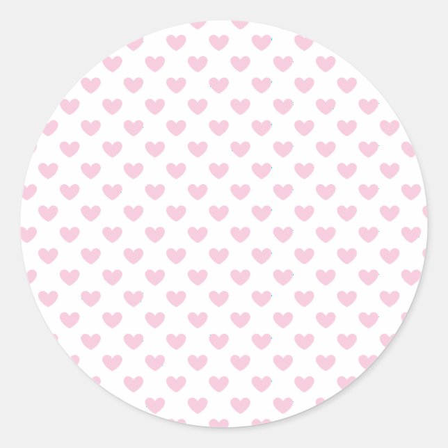 Sticker Rond Cœurs Classiques Rose Clair - Blanc (Devant)