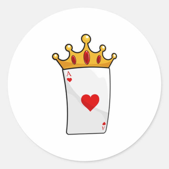 Sticker Rond Coeurs d'As avec Reine Couronne (Devant)